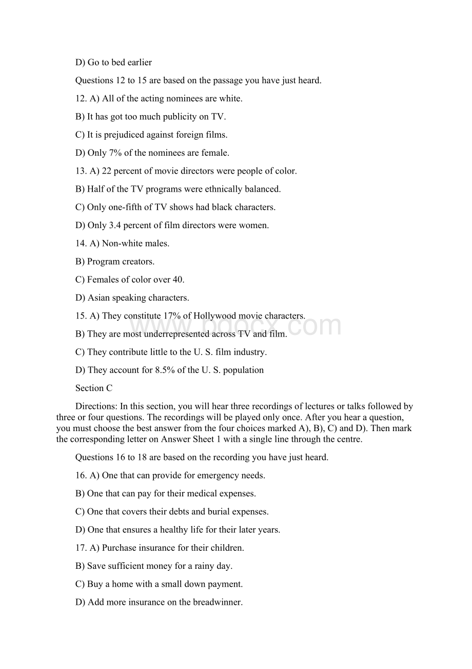 大学英语六级第二套听力真题模拟及答案.docx_第3页