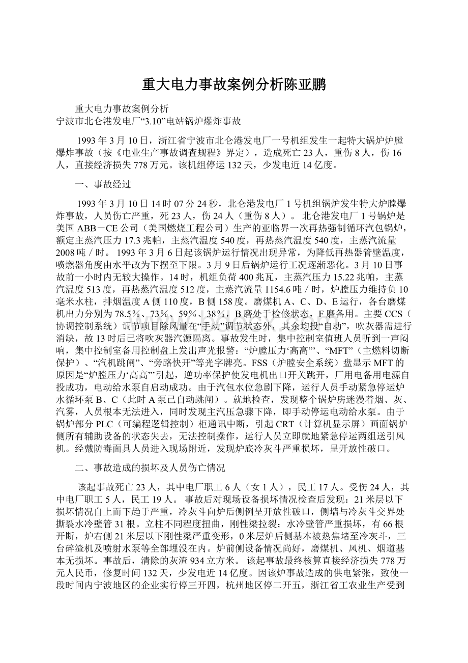 重大电力事故案例分析陈亚鹏.docx_第1页