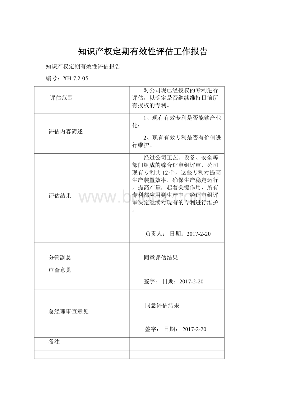 知识产权定期有效性评估工作报告.docx