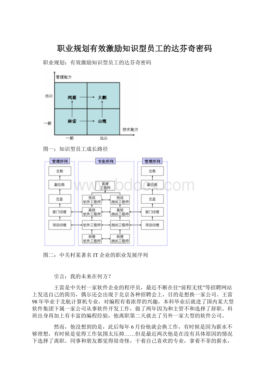 职业规划有效激励知识型员工的达芬奇密码Word文档格式.docx_第1页