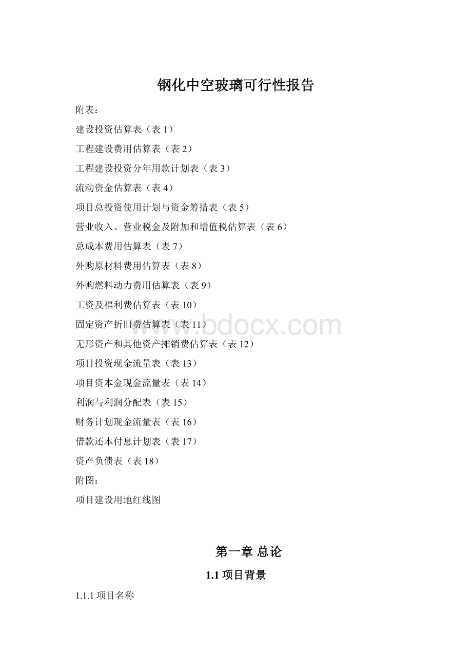 钢化中空玻璃可行性报告Word格式文档下载.docx_第1页