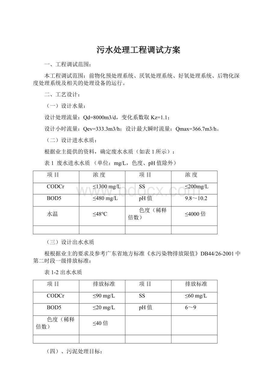 污水处理工程调试方案Word文档下载推荐.docx