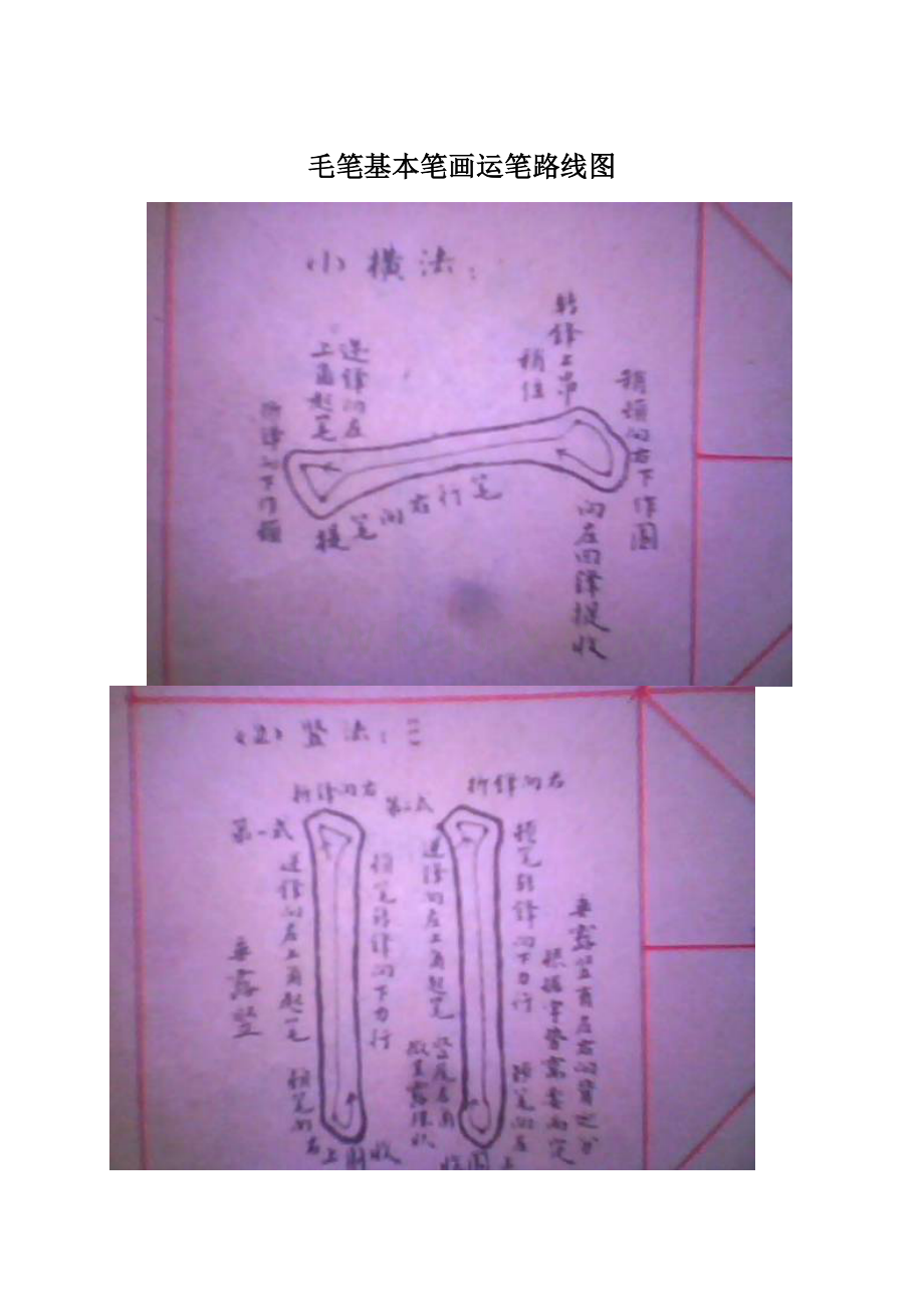 毛笔基本笔画运笔路线图Word文档格式.docx