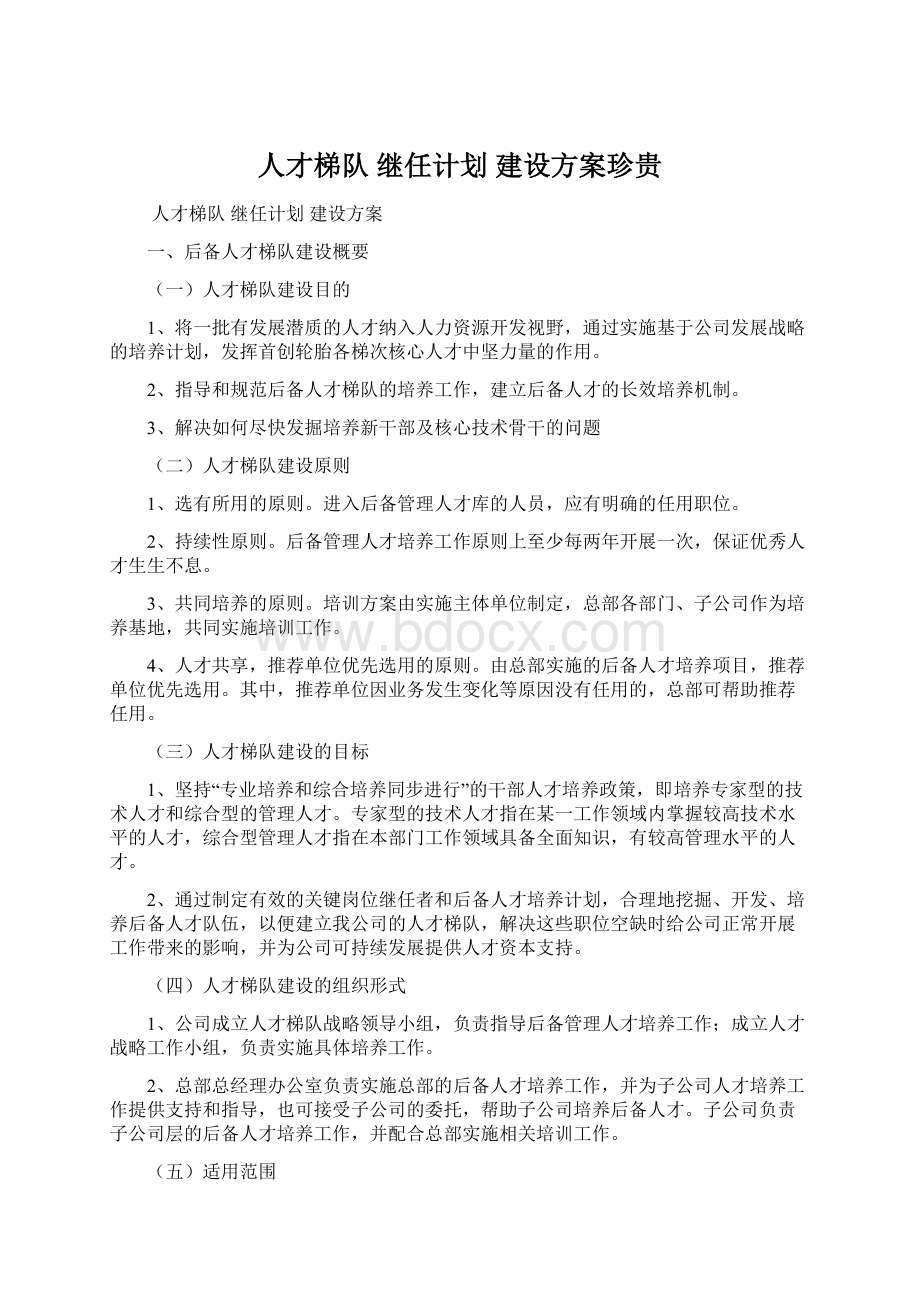 人才梯队 继任计划 建设方案珍贵.docx_第1页