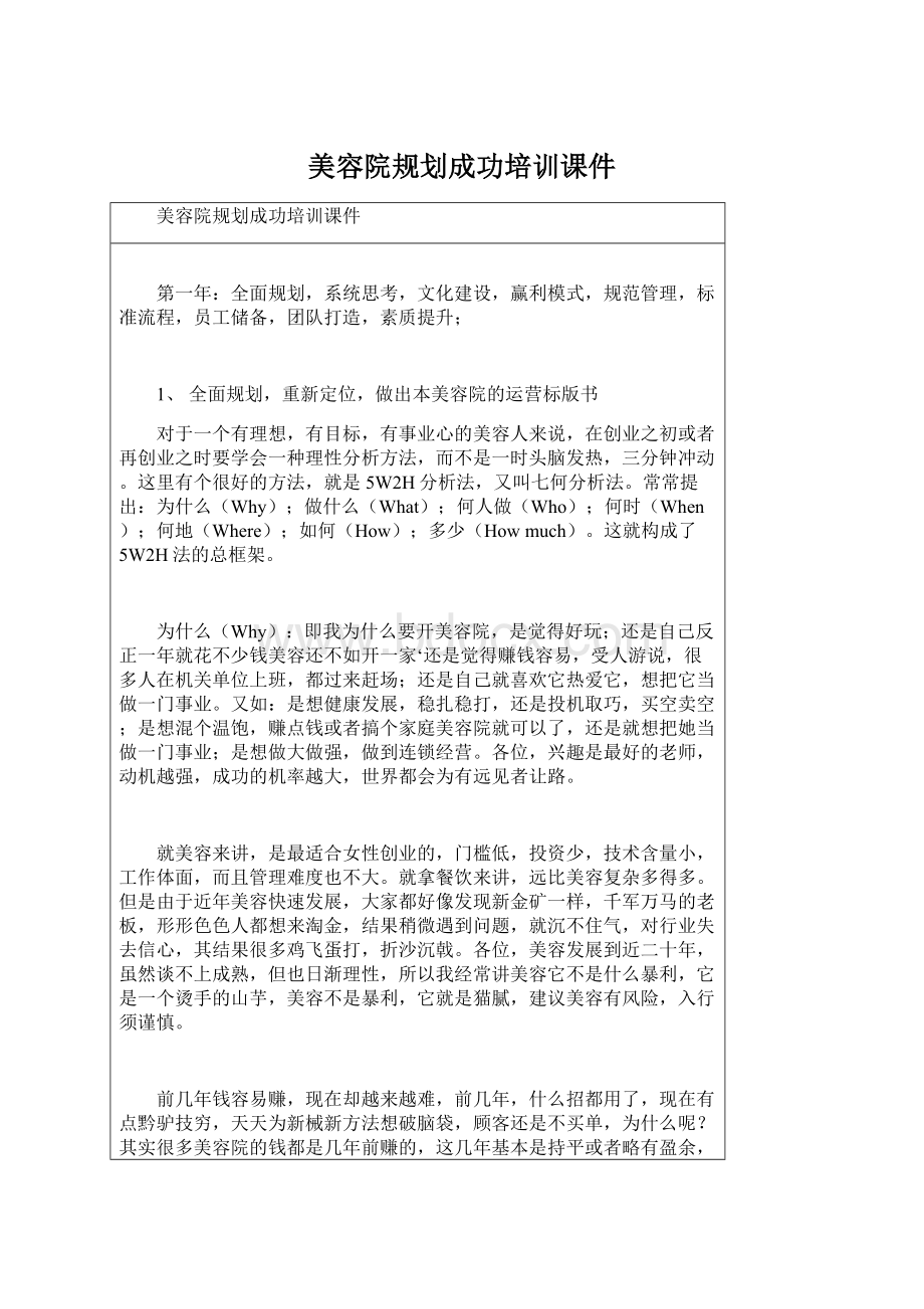 美容院规划成功培训课件.docx_第1页