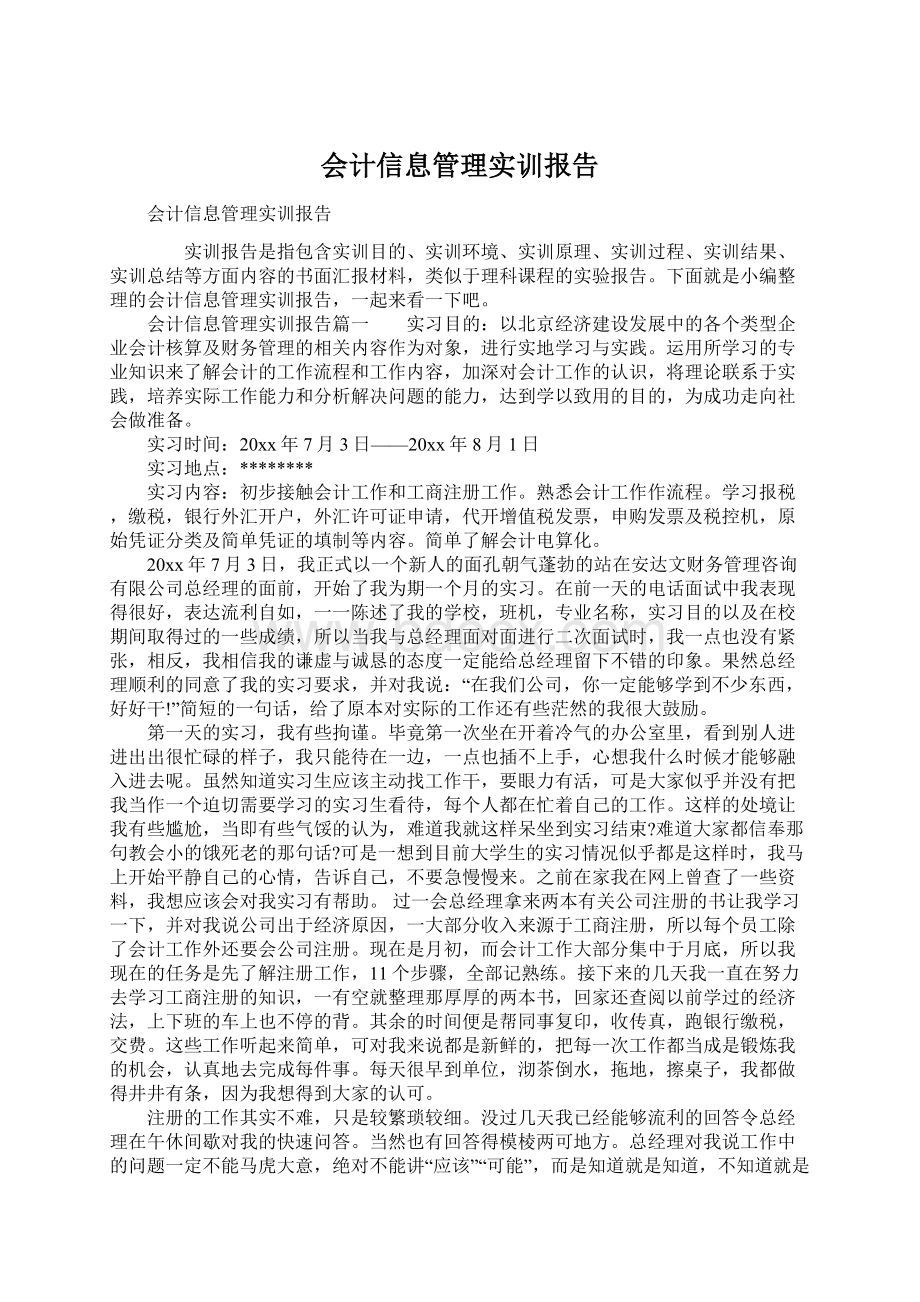 会计信息管理实训报告.docx