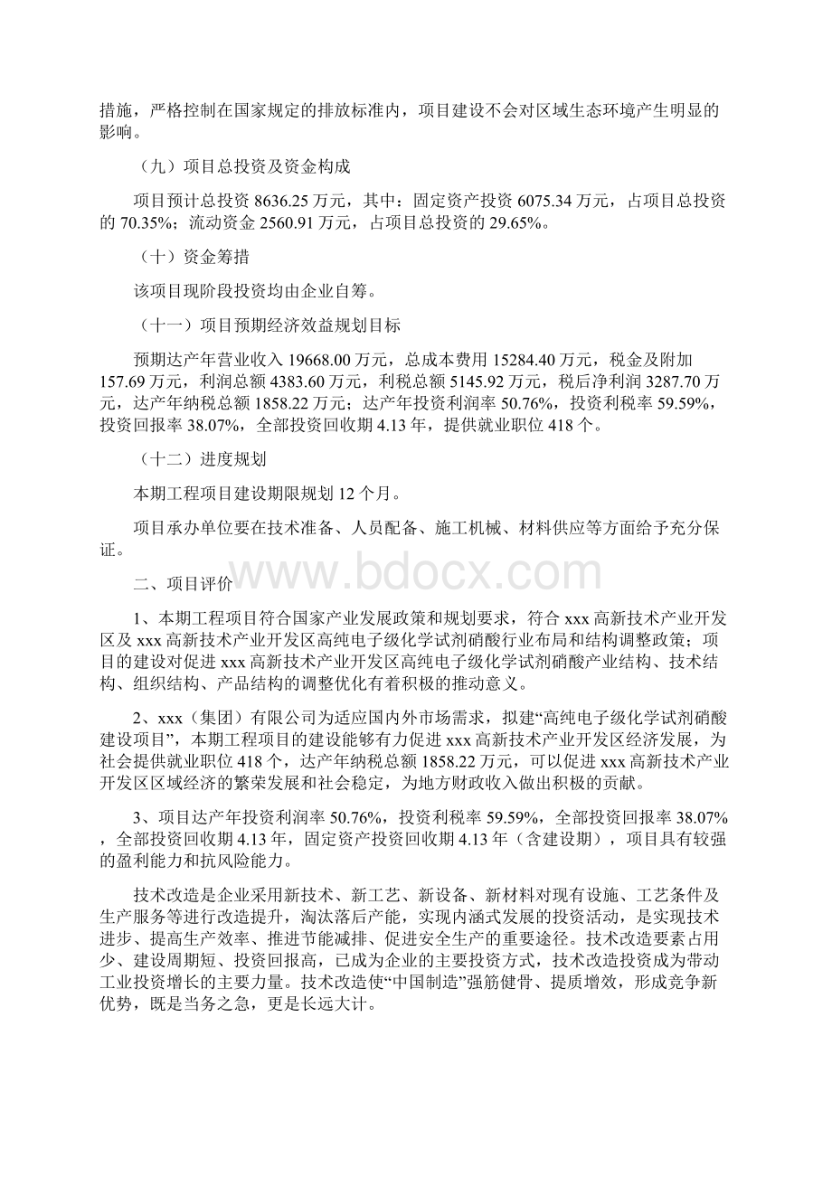 高纯电子级化学试剂硝酸建设项目投资计划书Word文档格式.docx_第2页