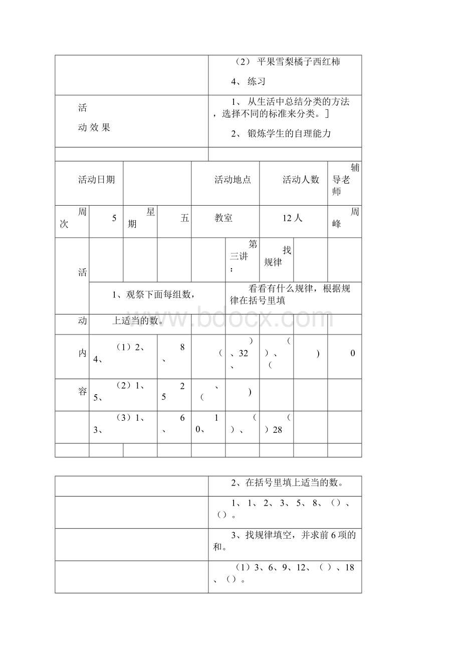 一年级数学兴趣小组活动辅导记录.docx_第2页