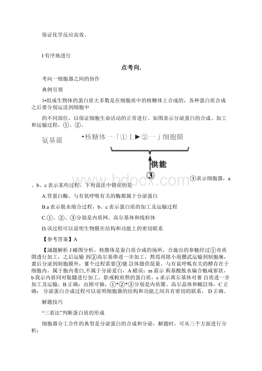 备战高考生物训练题考点一遍过专题11细胞的生物训练题膜系统Word下载.docx_第2页