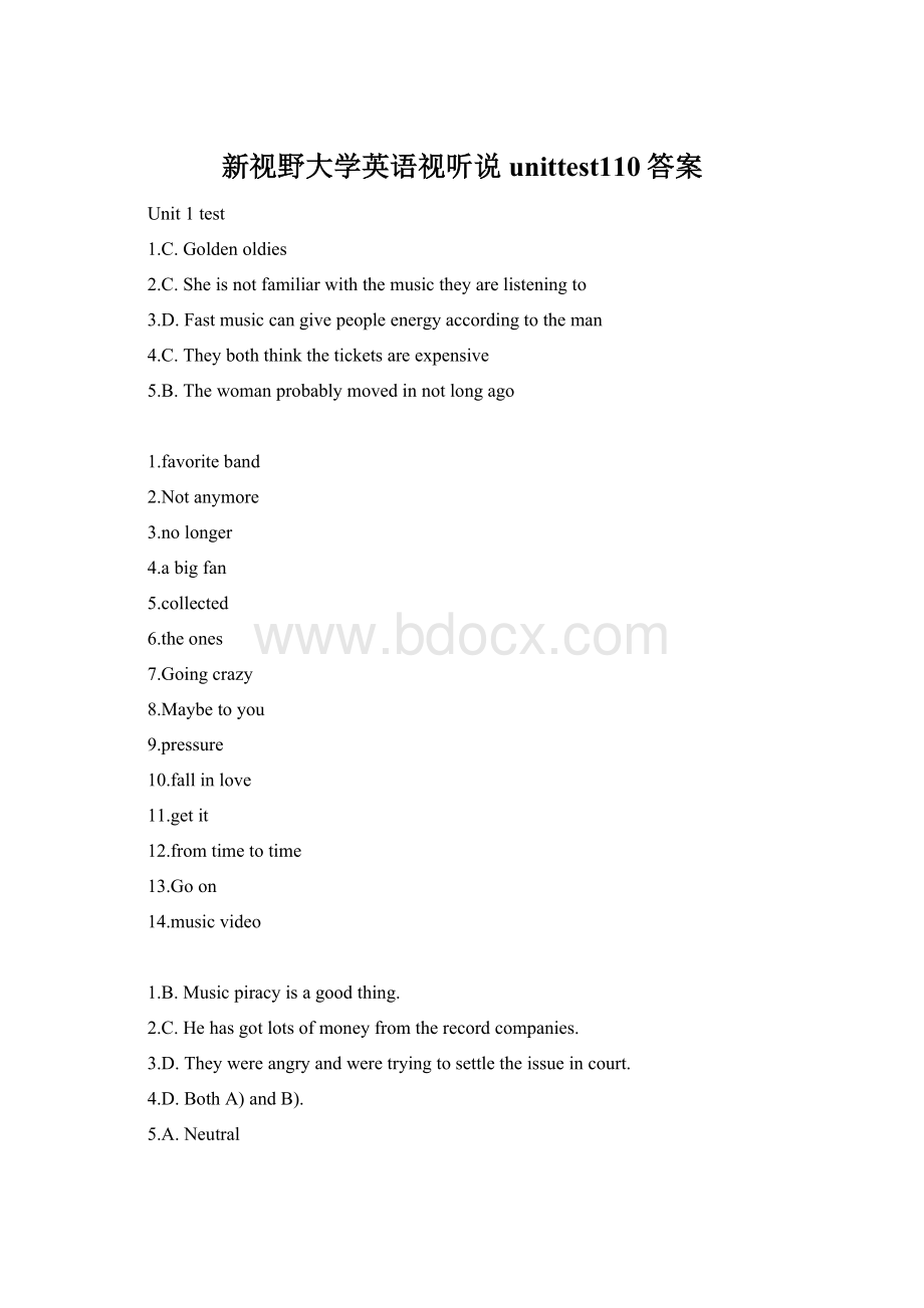 新视野大学英语视听说unittest110答案文档格式.docx