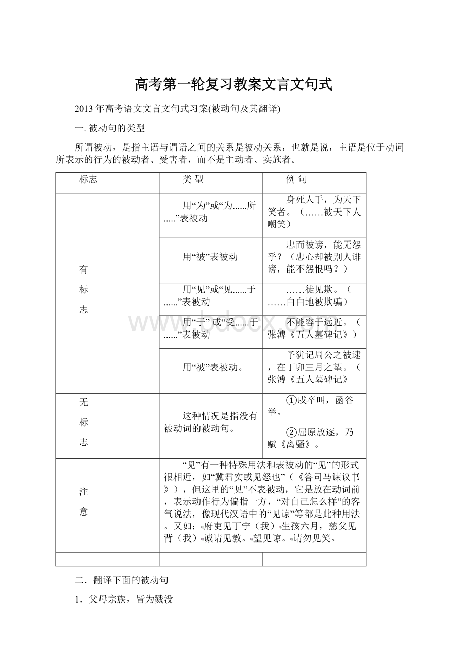 高考第一轮复习教案文言文句式.docx_第1页