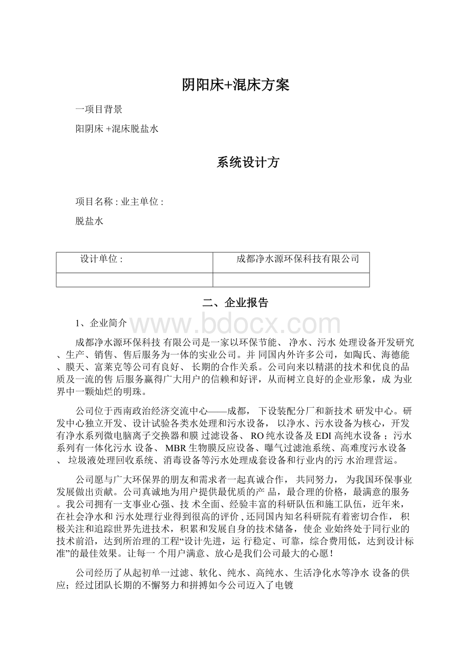 阴阳床+混床方案文档格式.docx_第1页