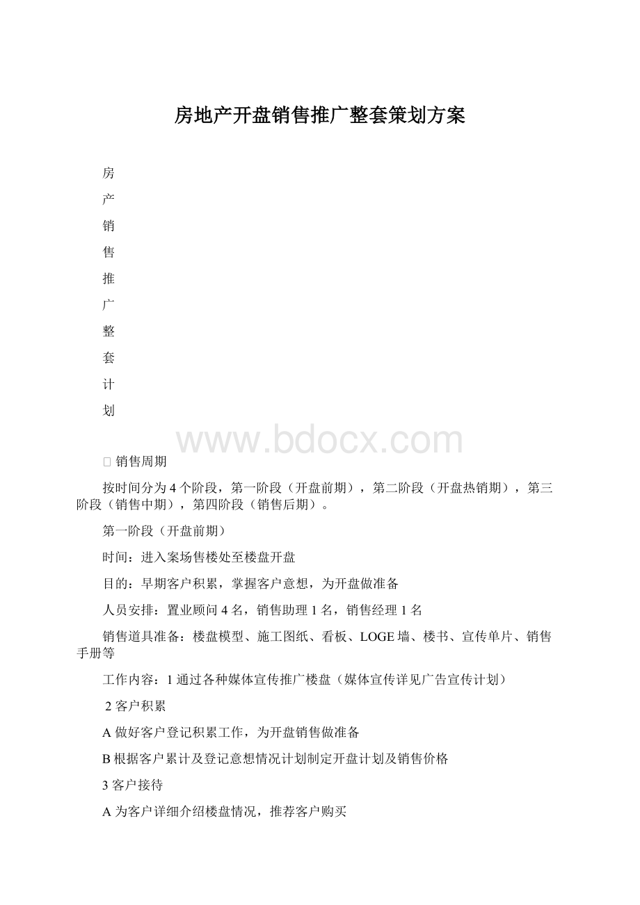 房地产开盘销售推广整套策划方案文档格式.docx