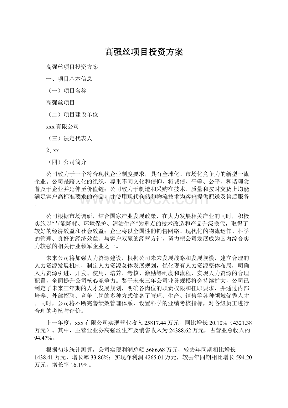 高强丝项目投资方案.docx