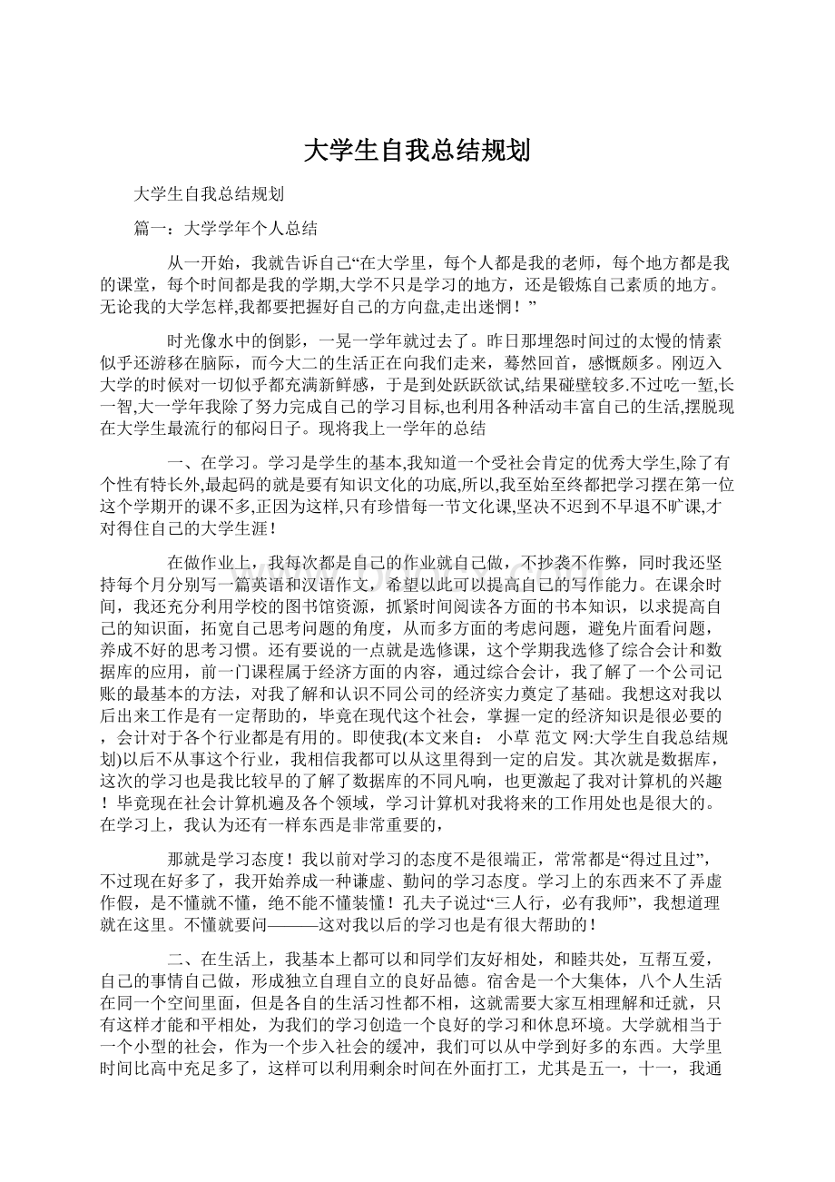 大学生自我总结规划.docx