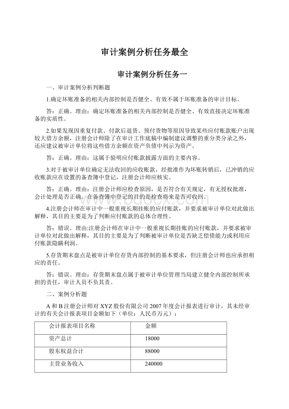 审计案例分析任务最全.docx