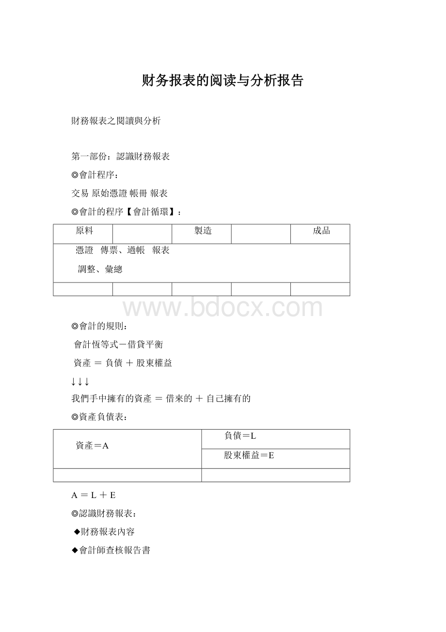 财务报表的阅读与分析报告.docx_第1页