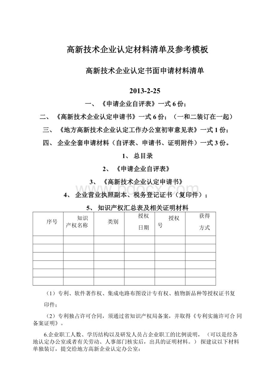 高新技术企业认定材料清单及参考模板Word文档格式.docx