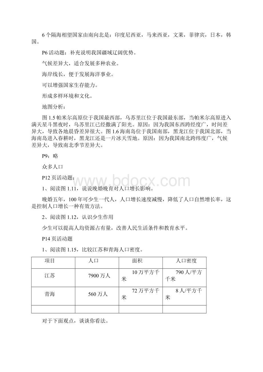 人教版八年级上册地理课后活动题答案最全.docx_第2页