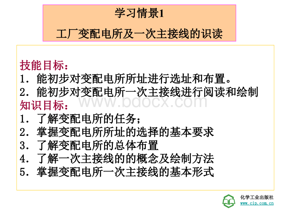 工厂供电技术学习情景1-工厂变配电所及一次主接线的识读.ppt_第1页