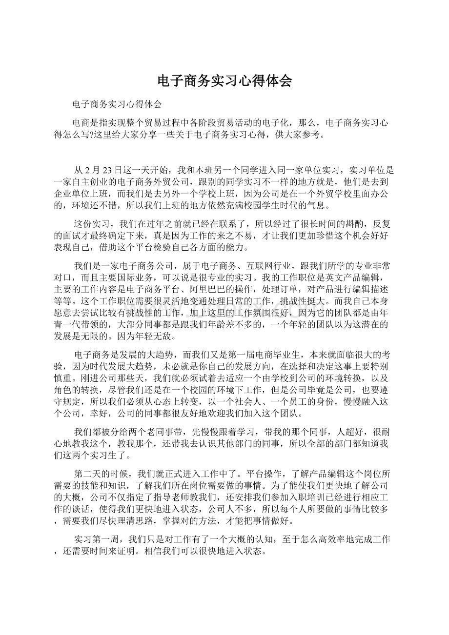 电子商务实习心得体会Word文档格式.docx