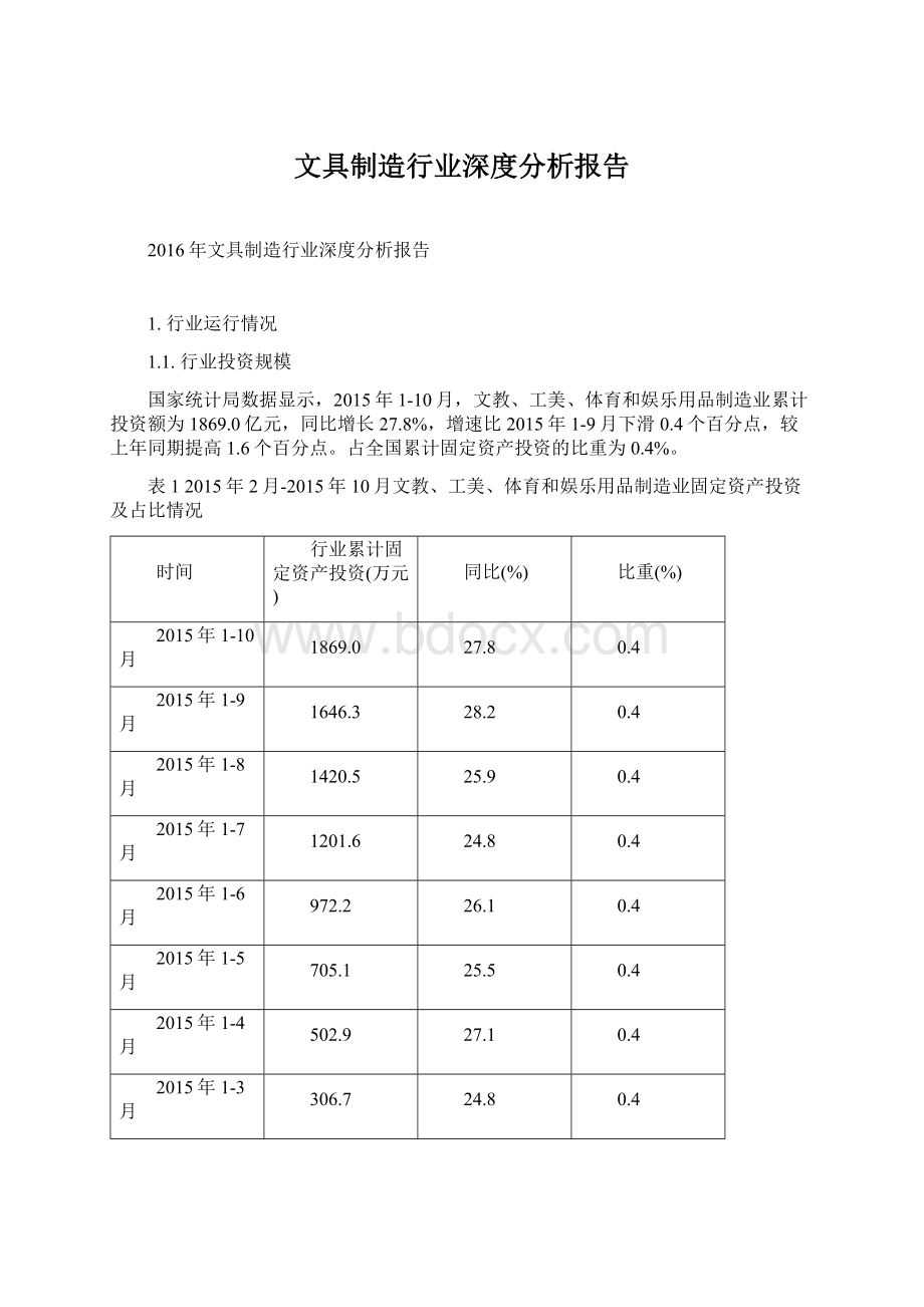 文具制造行业深度分析报告.docx_第1页