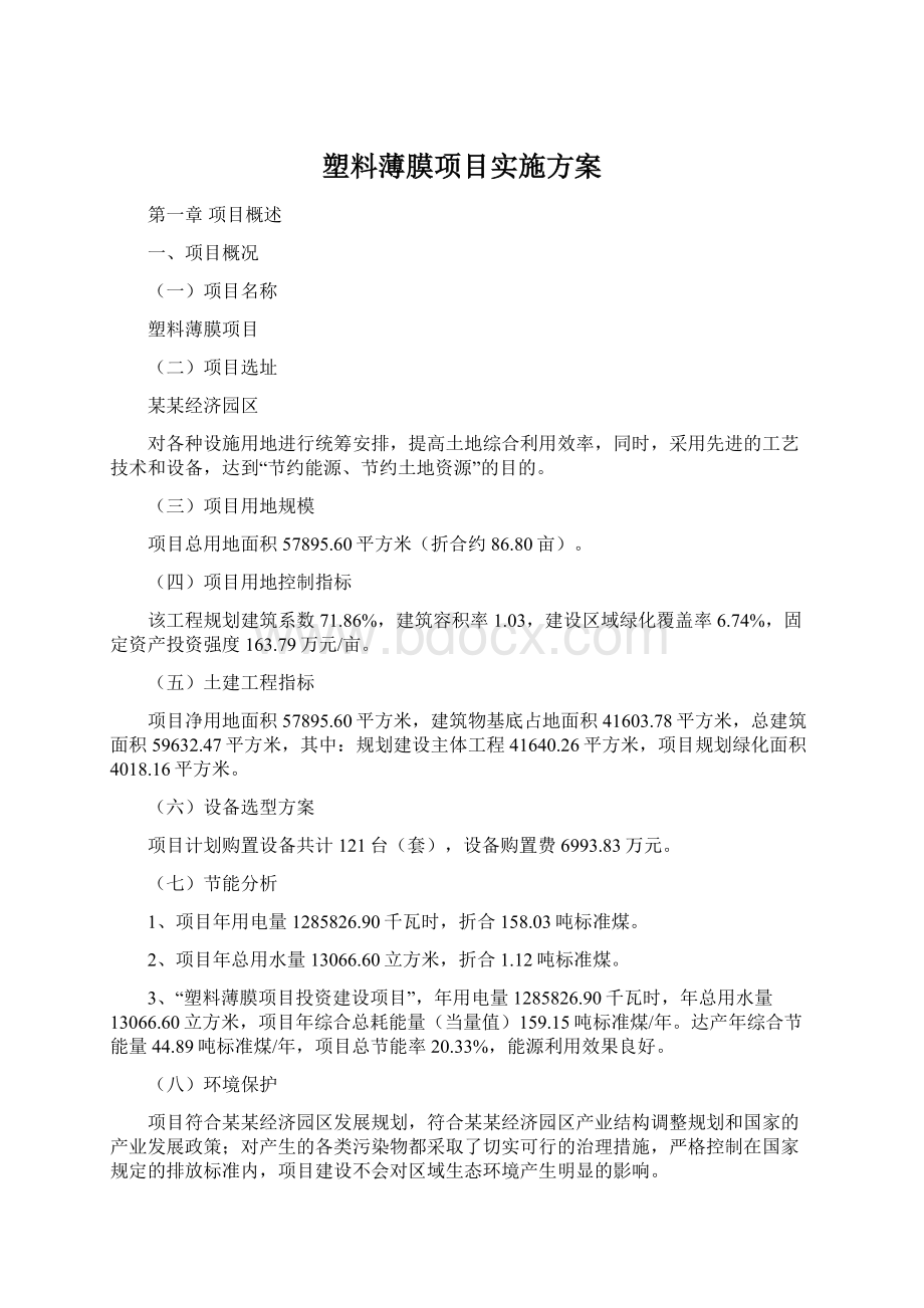 塑料薄膜项目实施方案Word格式文档下载.docx_第1页