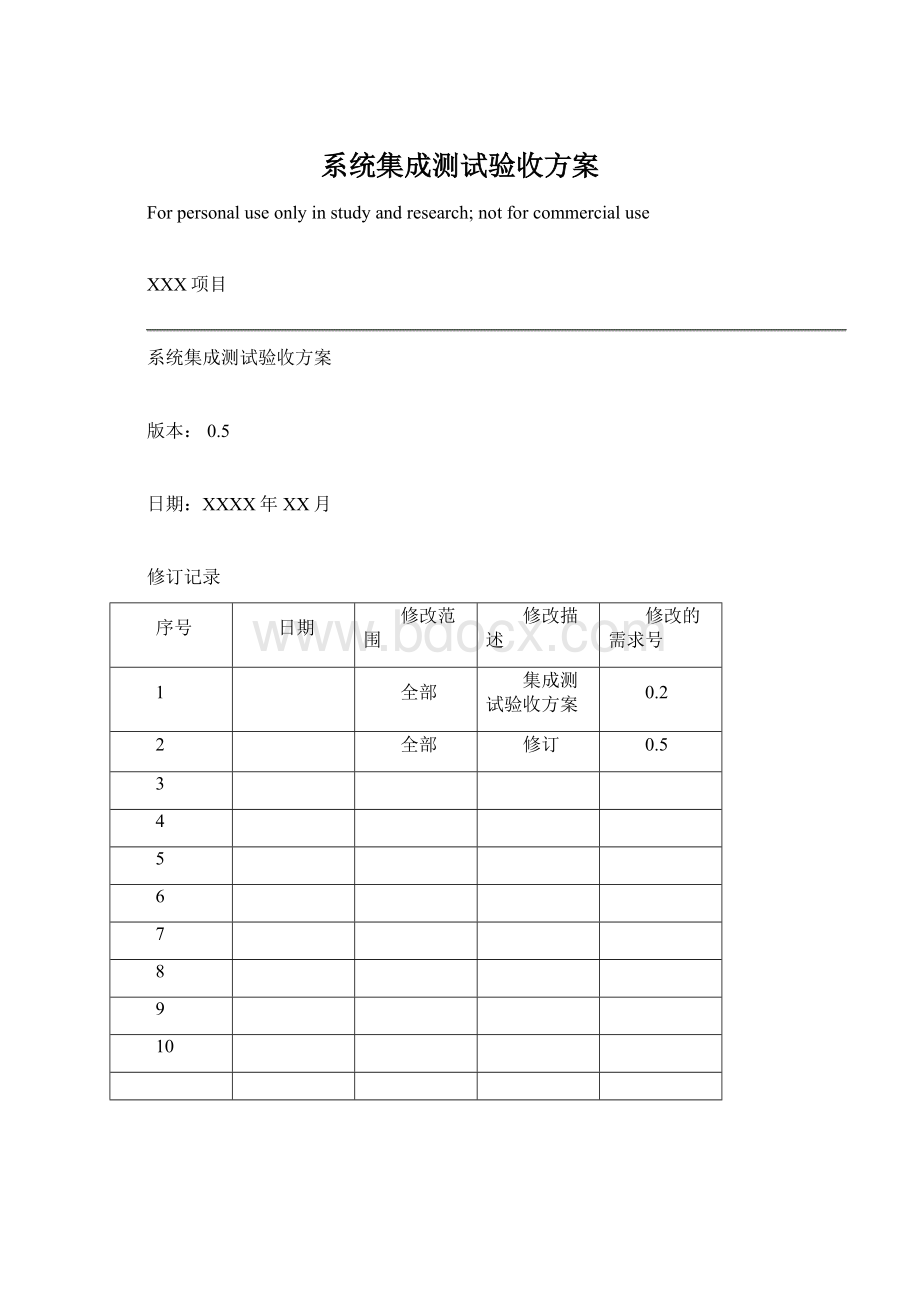 系统集成测试验收方案文档格式.docx