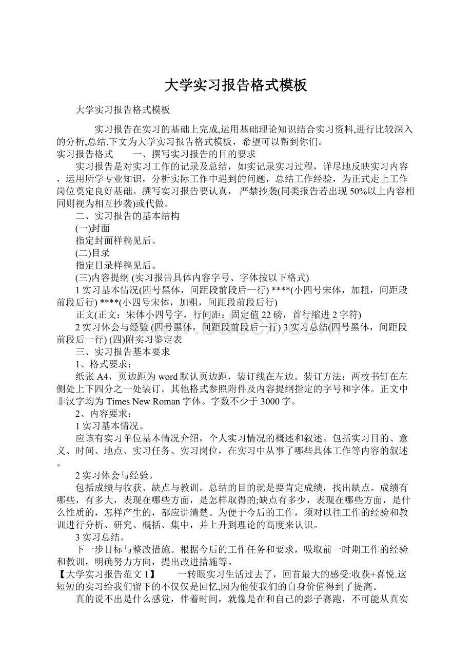 大学实习报告格式模板Word格式文档下载.docx_第1页