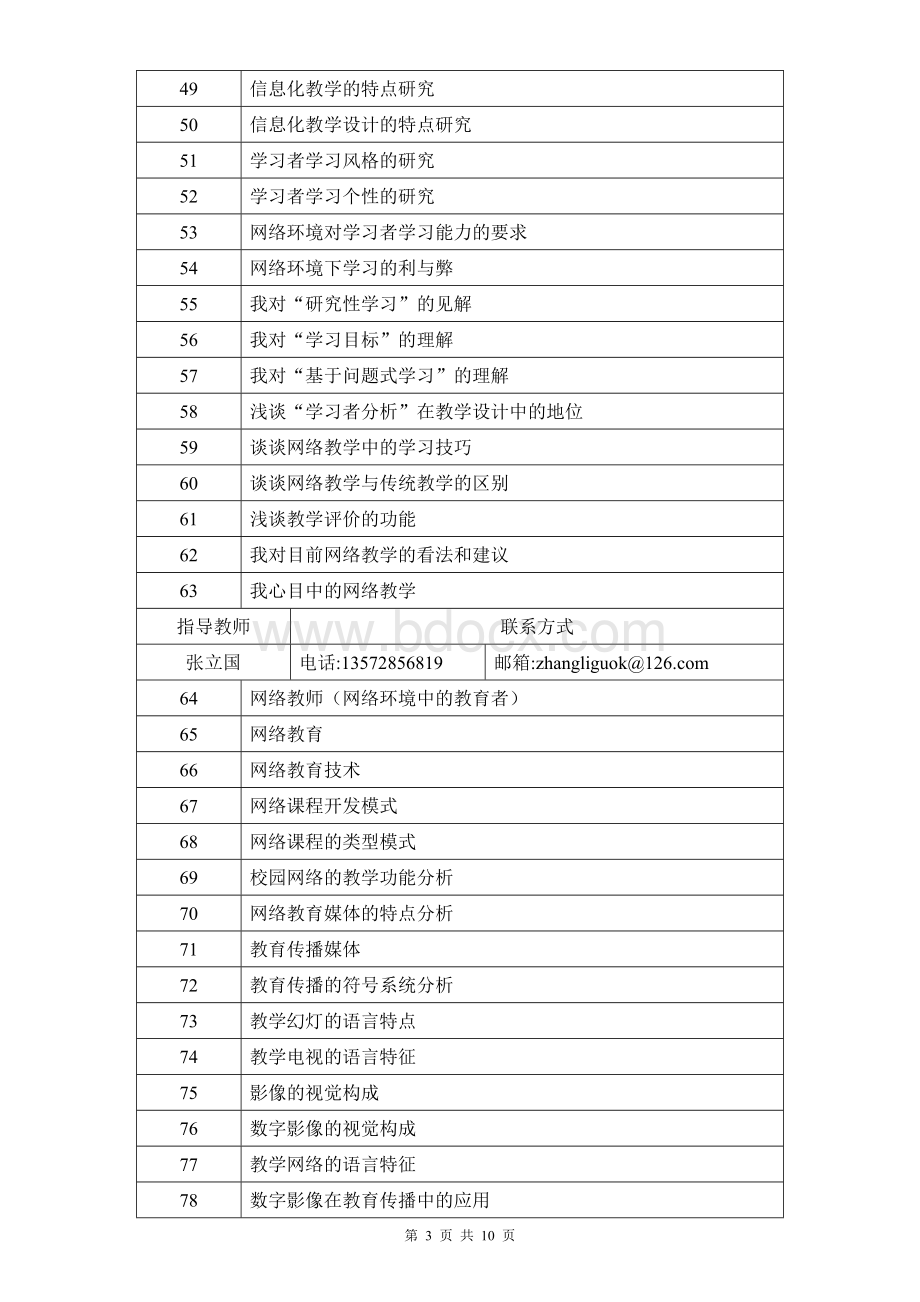 教育技术专业毕业论文选题及指导教师_精品文档Word文档格式.doc_第3页