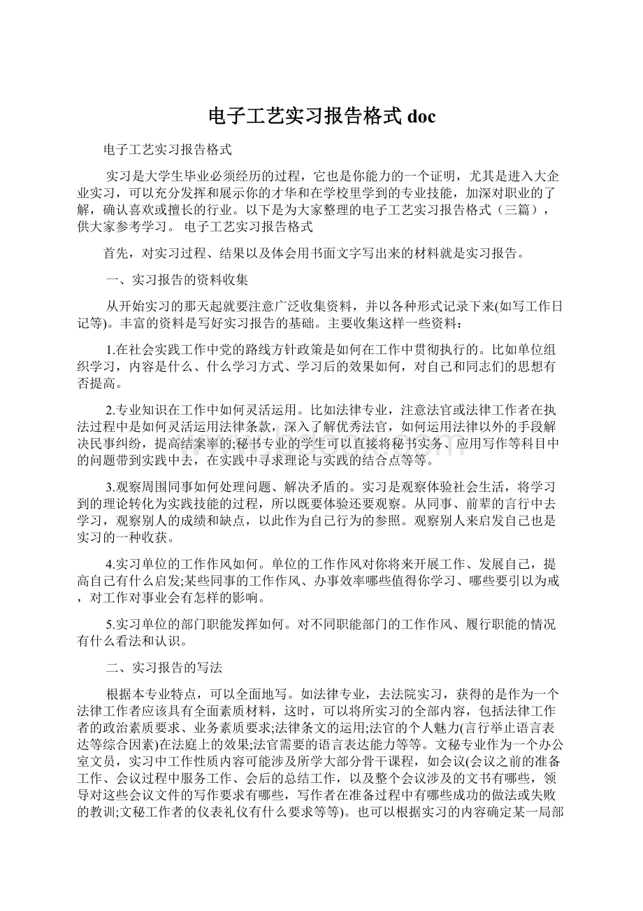 电子工艺实习报告格式doc.docx_第1页