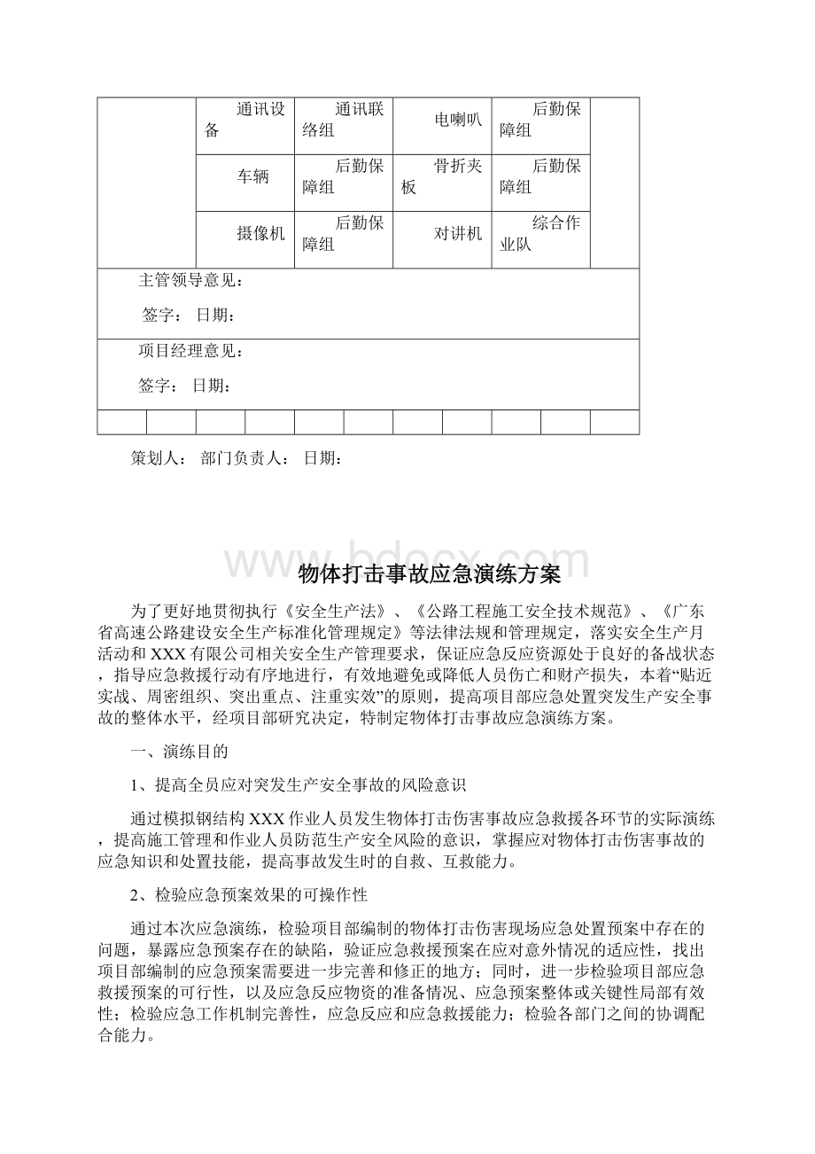 6桥梁施工物体打击事故应急演练方案Word格式.docx_第2页