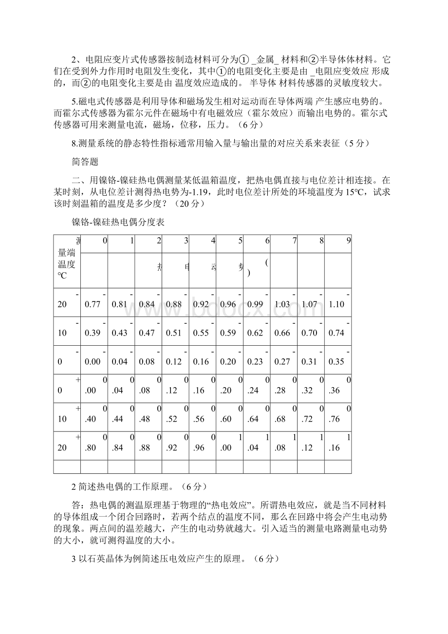 《传感器与检测技术》试题及答案已做Word文档下载推荐.docx_第2页