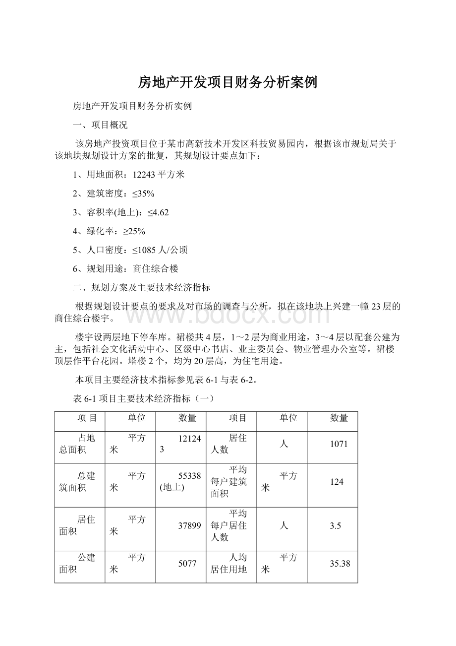 房地产开发项目财务分析案例Word下载.docx