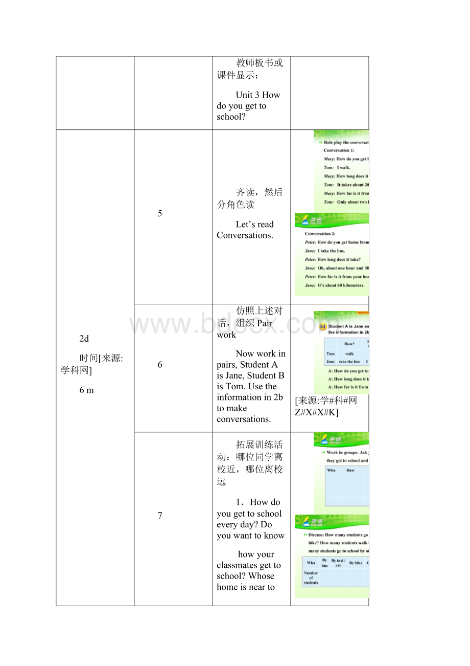 最新人教版七年级英语下册Unit 3 How do you get to school第2课时教案Word文档下载推荐.docx_第3页