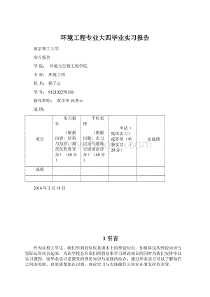 环境工程专业大四毕业实习报告Word格式.docx