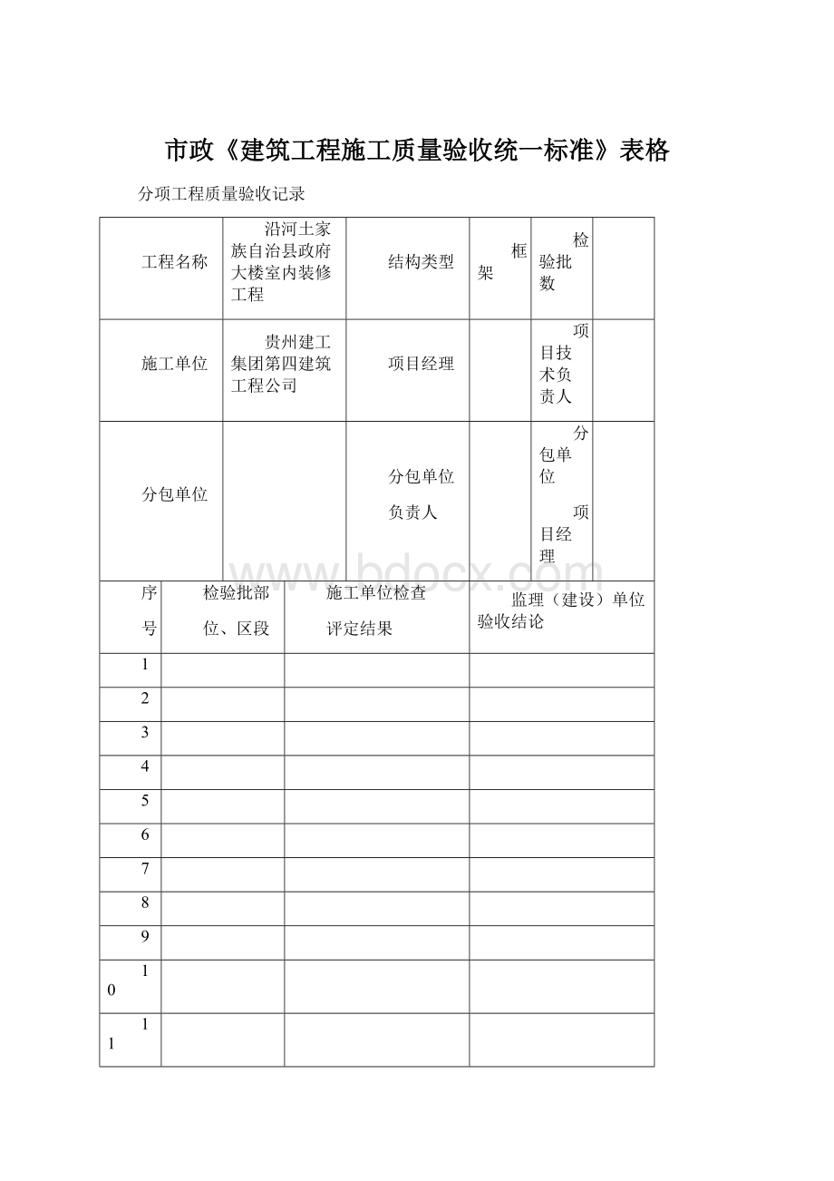 市政《建筑工程施工质量验收统一标准》表格.docx