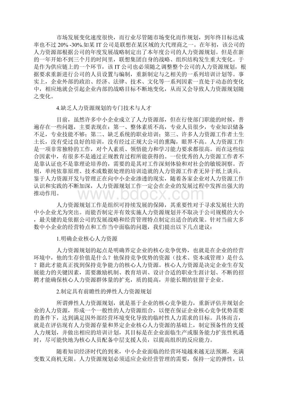 人力资源管理中小企业人力资源规划困惑与解决之道Word格式文档下载.docx_第2页