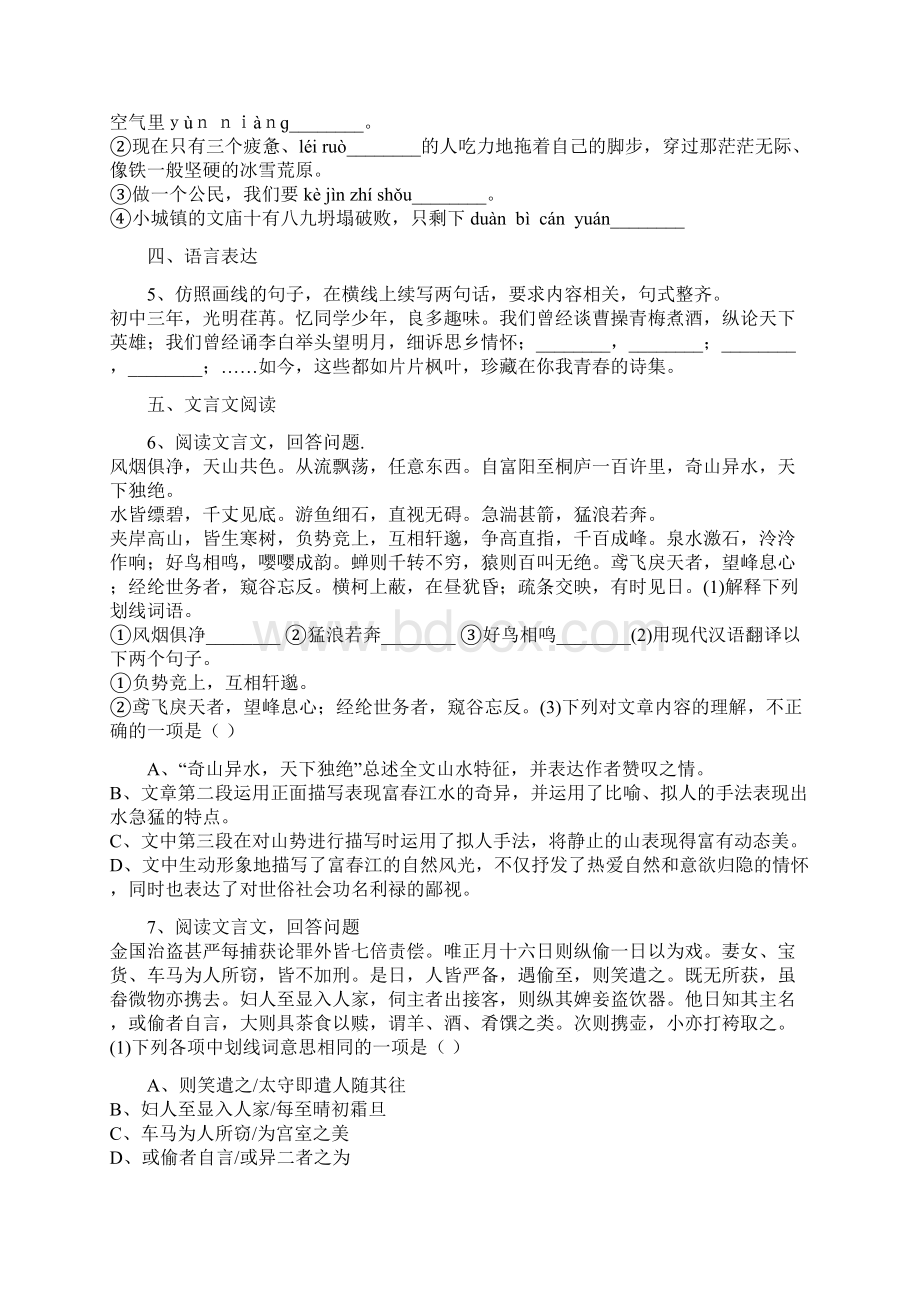 广东省揭阳市揭西县第三华侨中学届九年级下学期期中考试语文试题解析版.docx_第2页