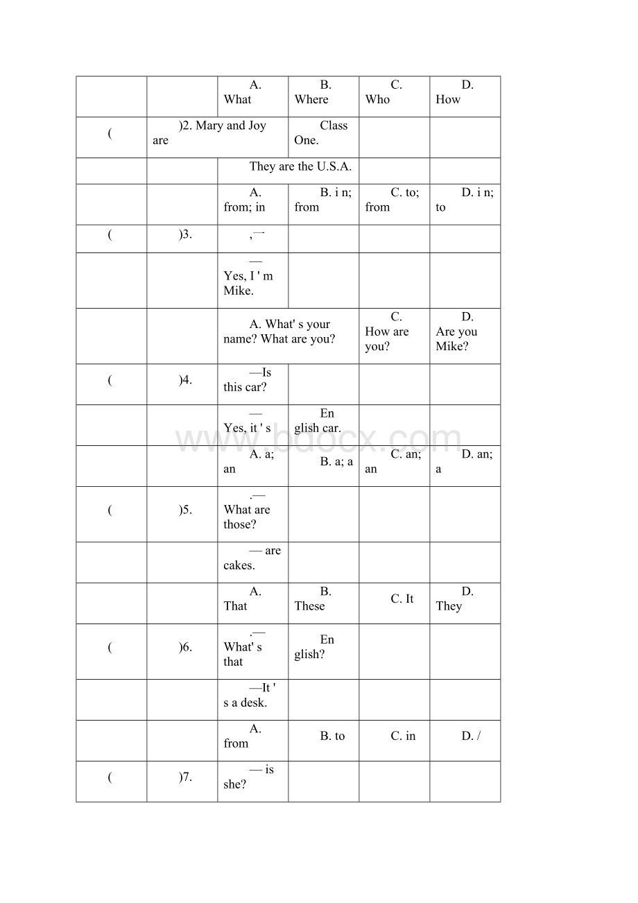 仁爱版七年级上册英语Unit1单元测试题及答案Word下载.docx_第3页