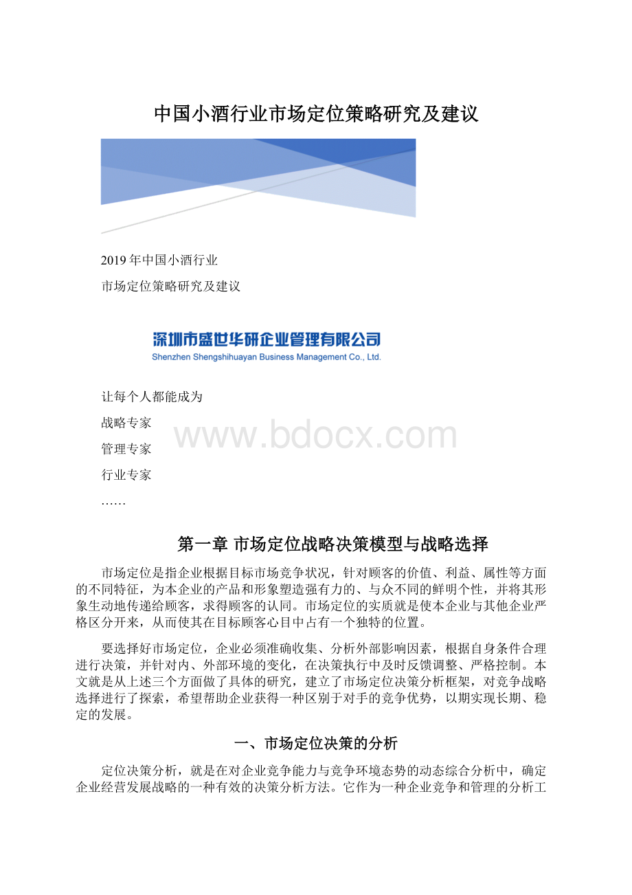 中国小酒行业市场定位策略研究及建议.docx_第1页