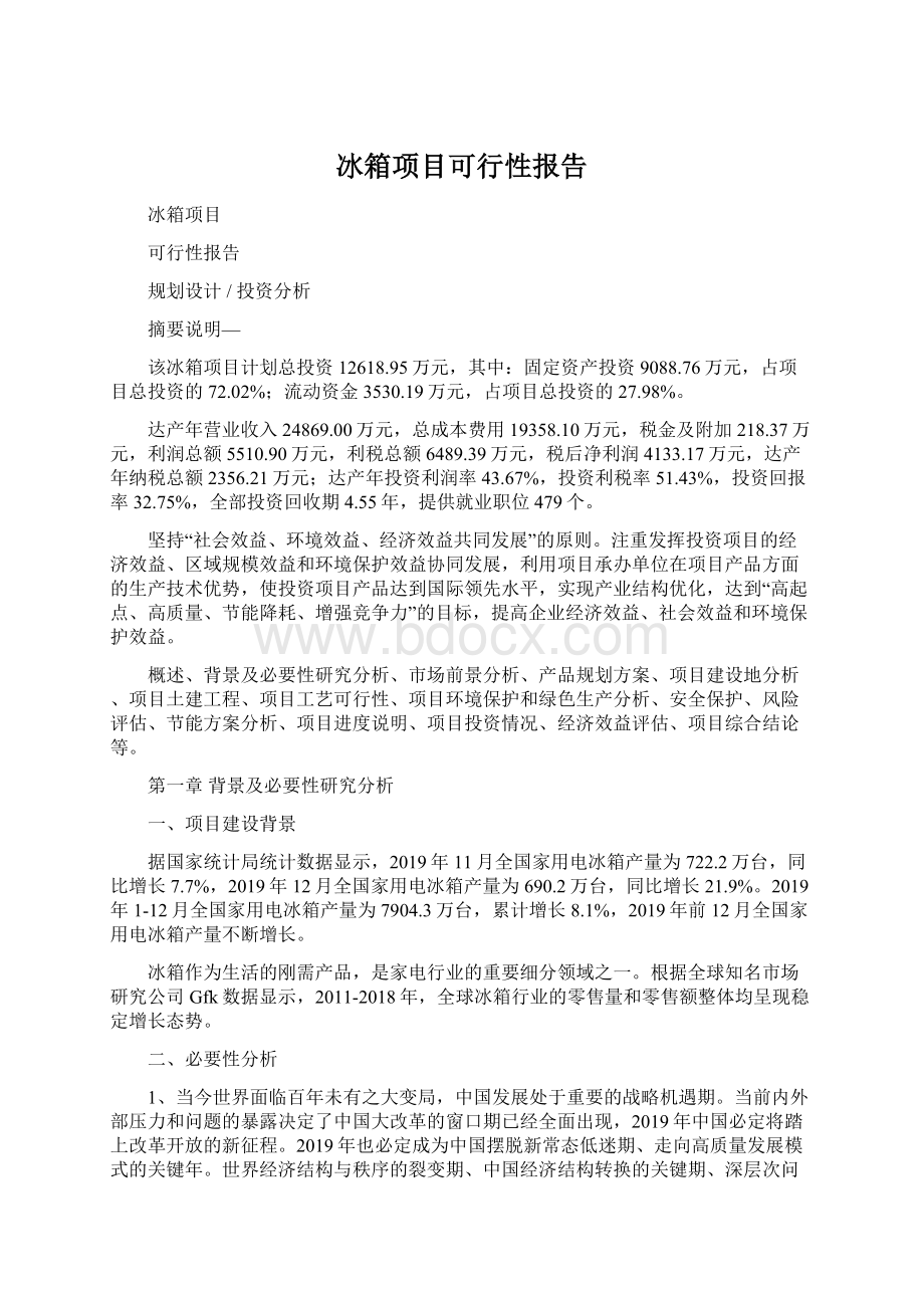 冰箱项目可行性报告.docx_第1页