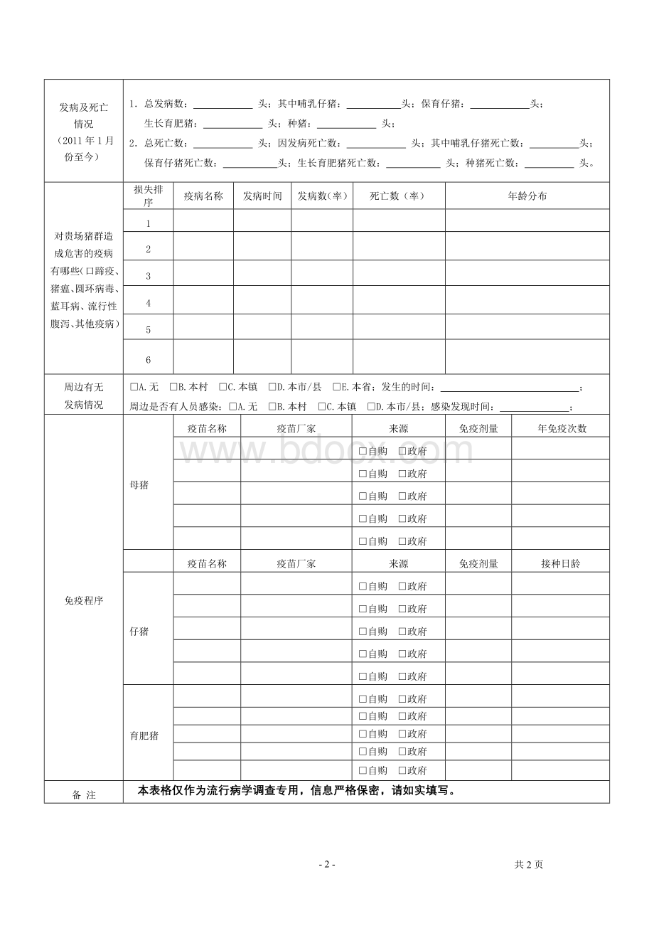 养猪场流行病学调查表.doc_第2页