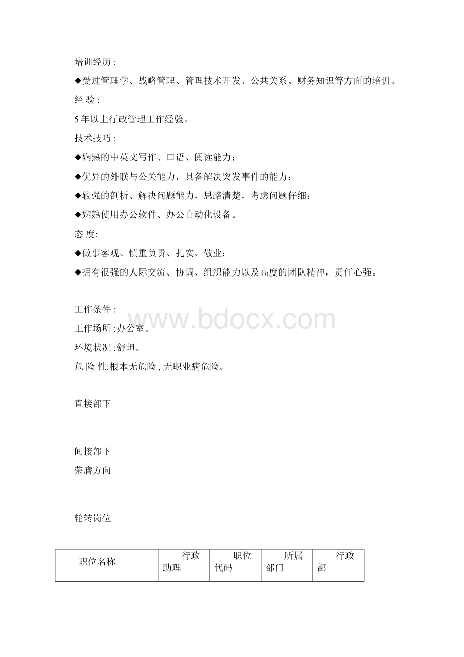 岗位说明书行政管理职位.docx_第2页