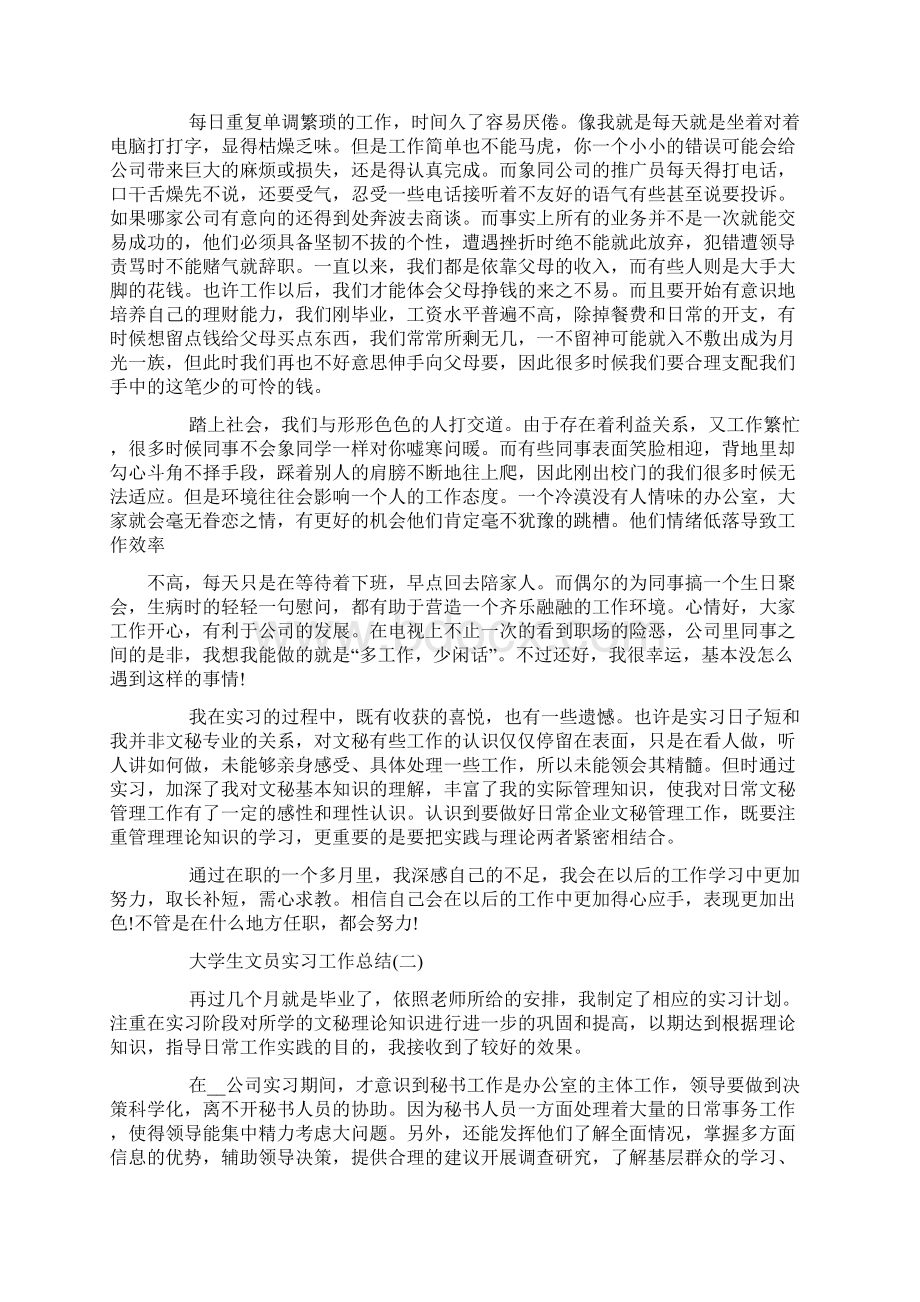 大学生文员实习工作总结精选.docx_第3页