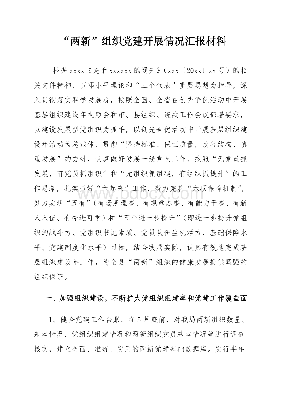 “两新”组织党建工作开展情况汇报材料.doc_第1页