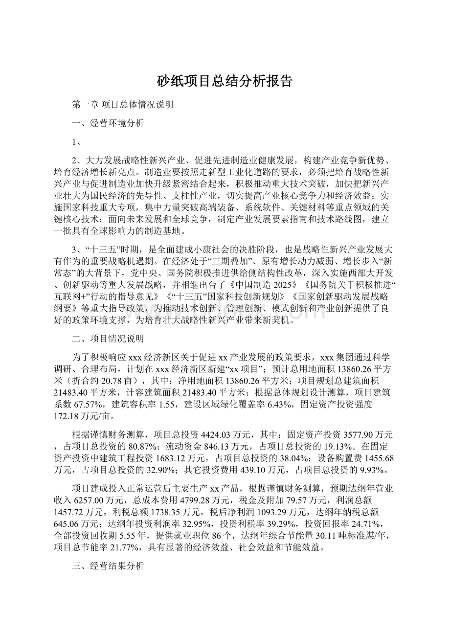 砂纸项目总结分析报告.docx_第1页