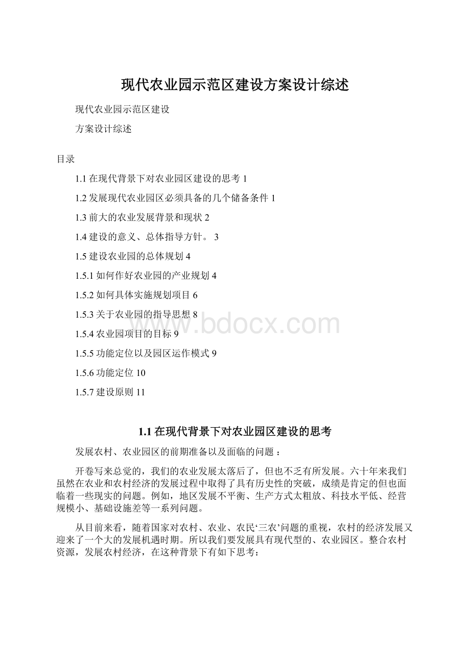 现代农业园示范区建设方案设计综述文档格式.docx