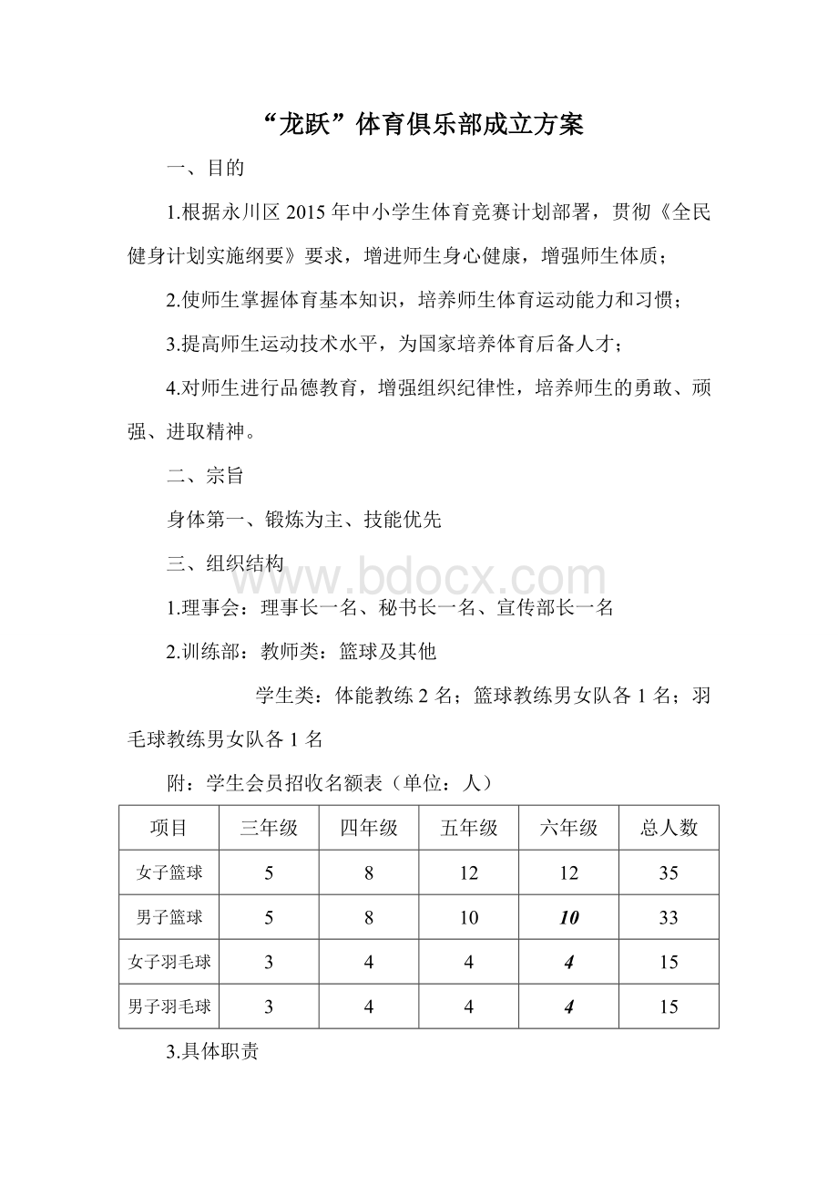 “龙跃”体育俱乐部成立方案.doc_第1页