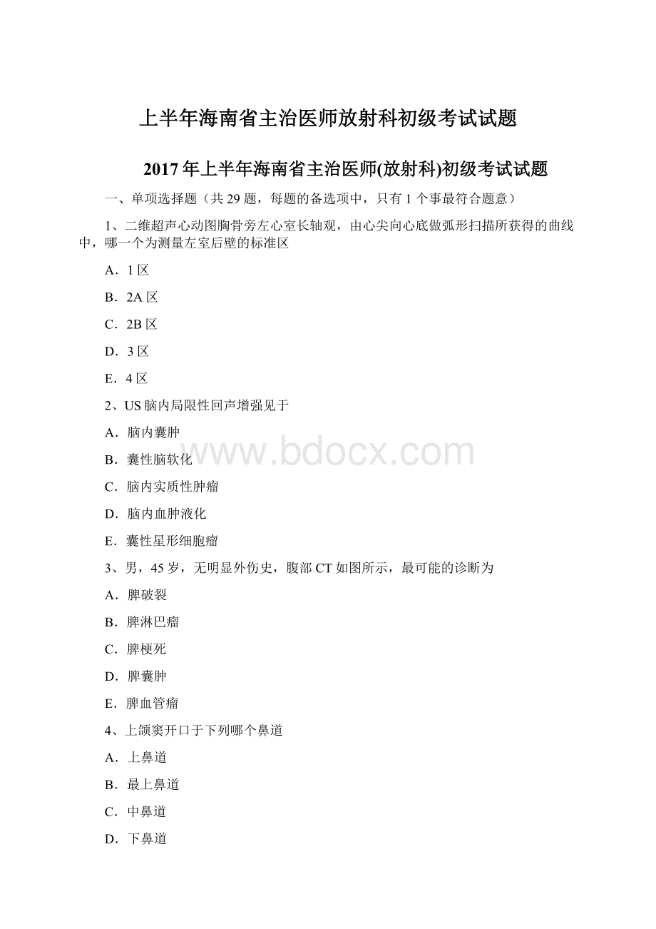 上半年海南省主治医师放射科初级考试试题Word文档格式.docx